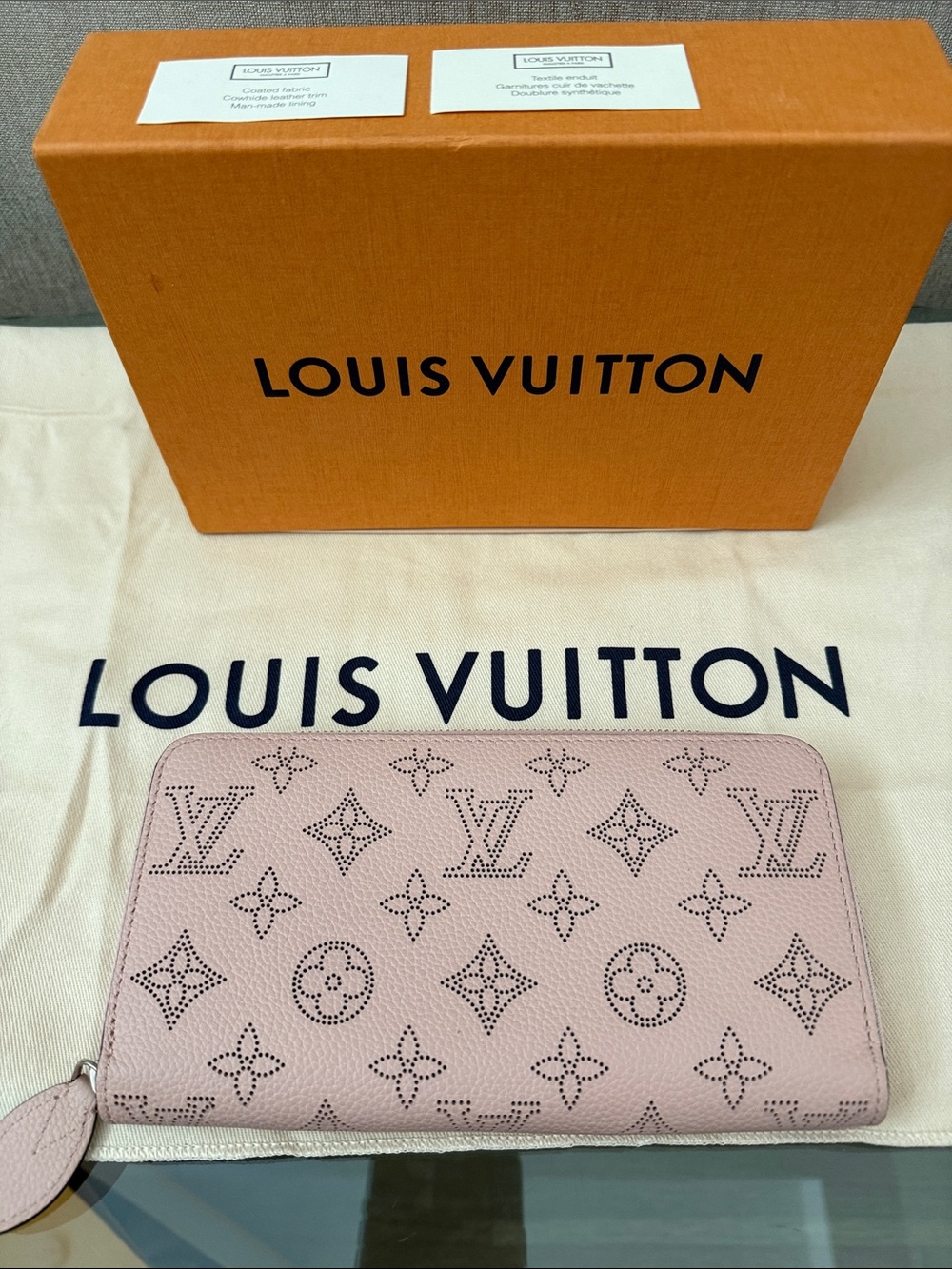 Louis Vuitton Dusty Pink Perforated Monogram Zip Wallet